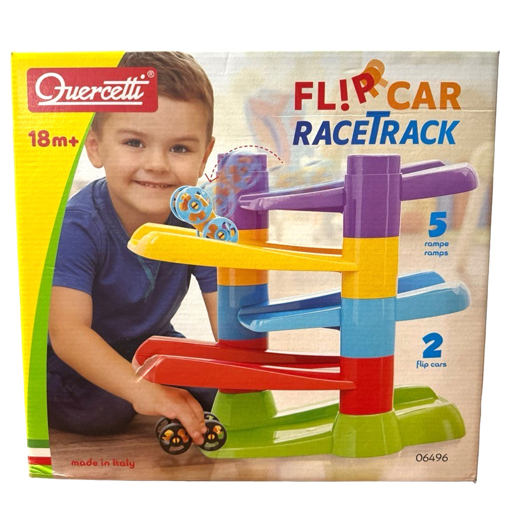 Quercetti Flip Car Racetrack 06496 New In Box 18 Months + Toys Italy Made